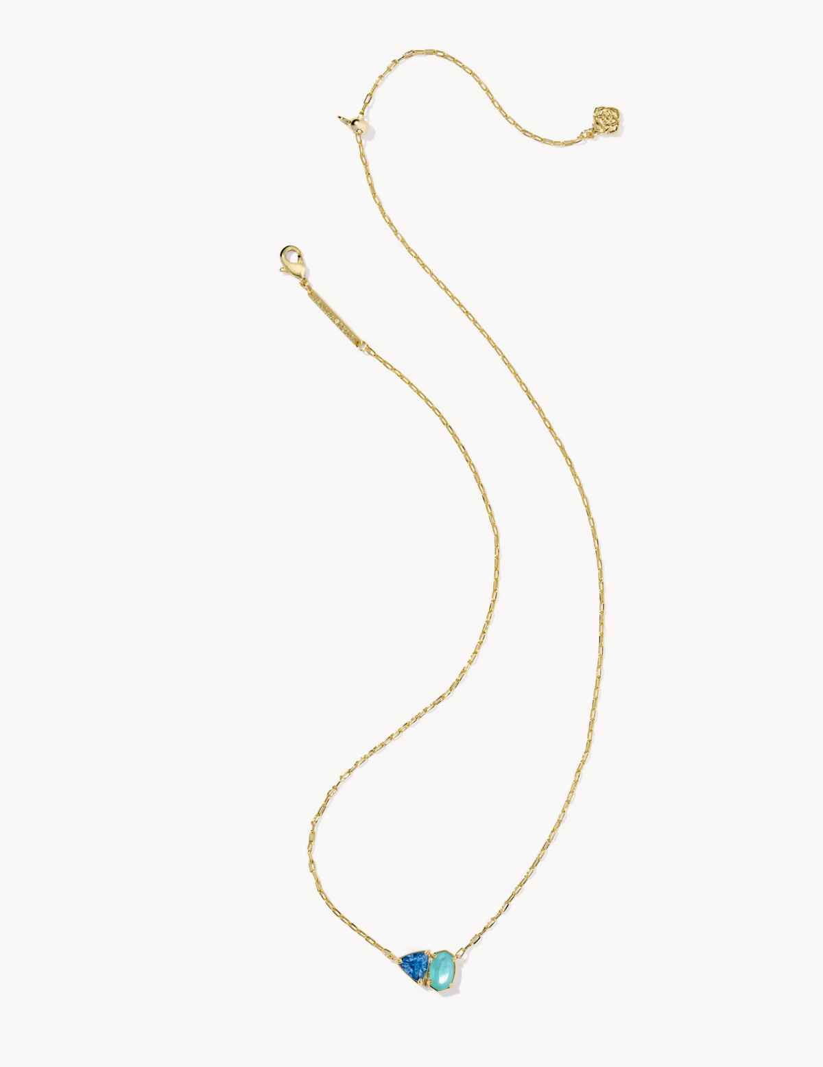 TATUM SHORT PENDANT NECKLACE GOLD LIGHT BLUE MIX