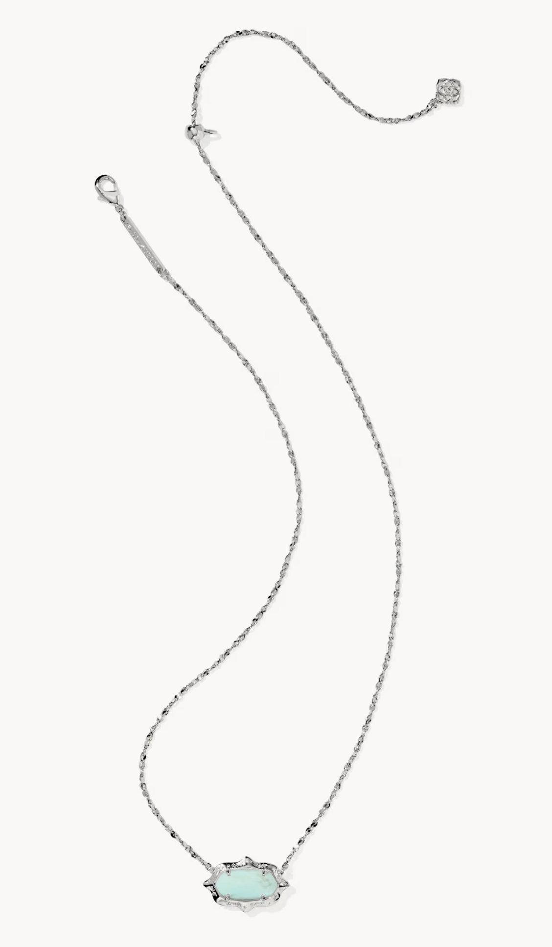 ELISA SCALLOP FRAME SHORT PENDANT NECKLACE SILVER SEA GREEN CHRYSOCOLLA