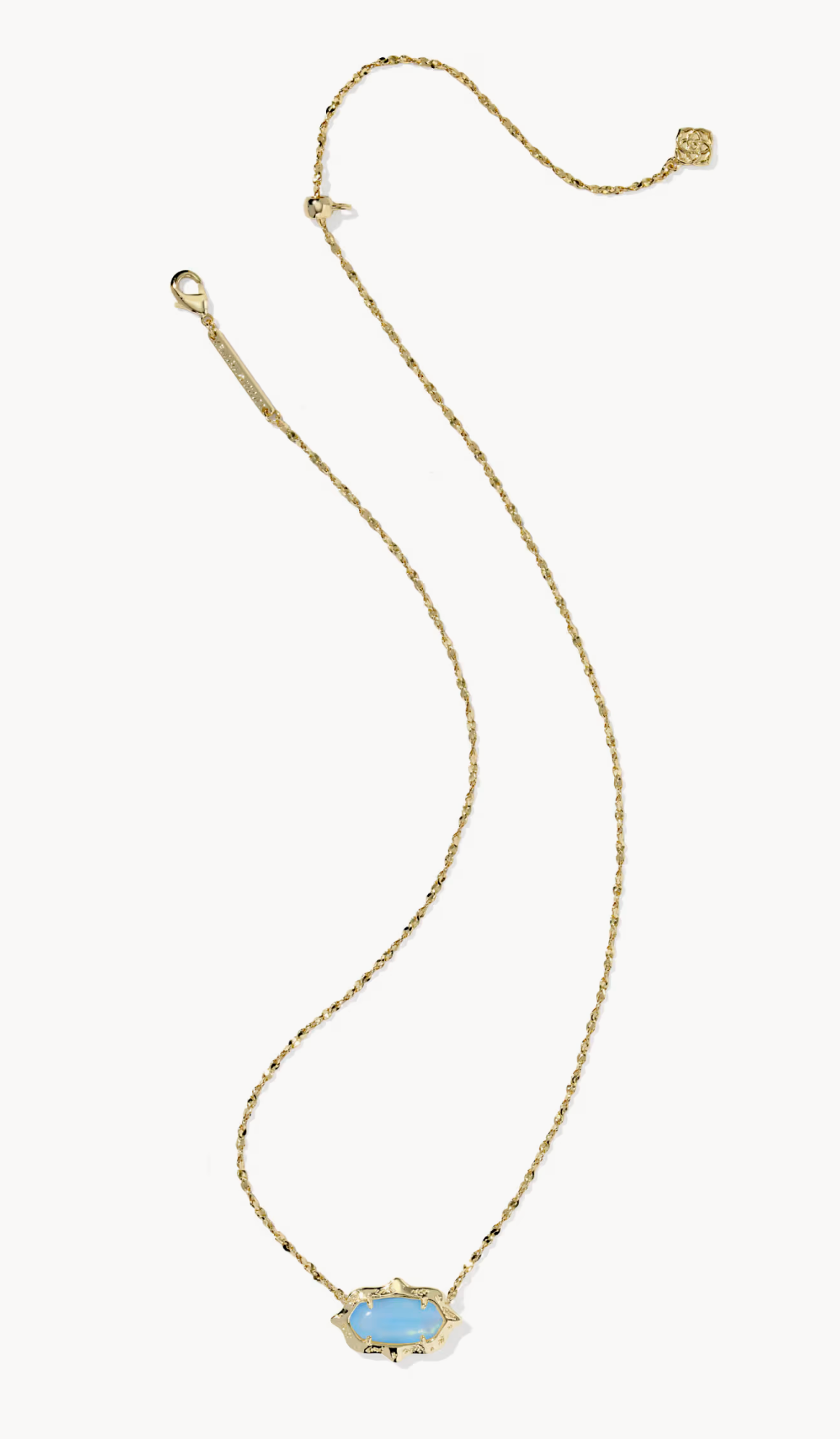 ELISA SCALLOP FRAME SHORT PENDANT NECKLACE GOLD SKY BLUE IRIDESCENT ABALONE