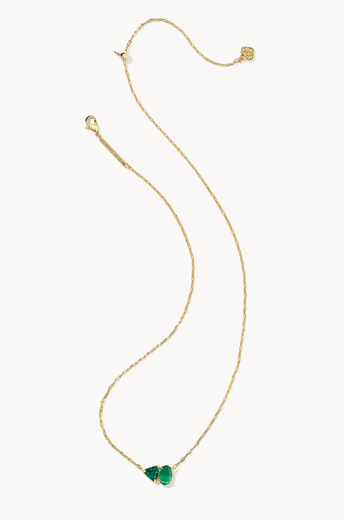 TATUM SHORT PENDANT NECKLACE GOLD DARK GREEN MIX