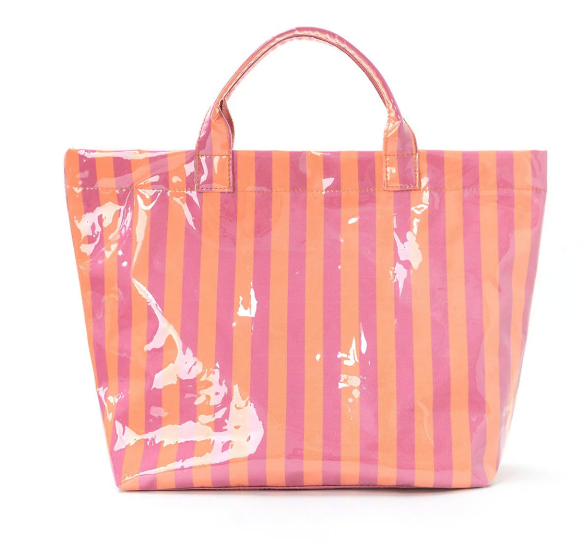 LARGE STRIPED VINYL TOTE BAG