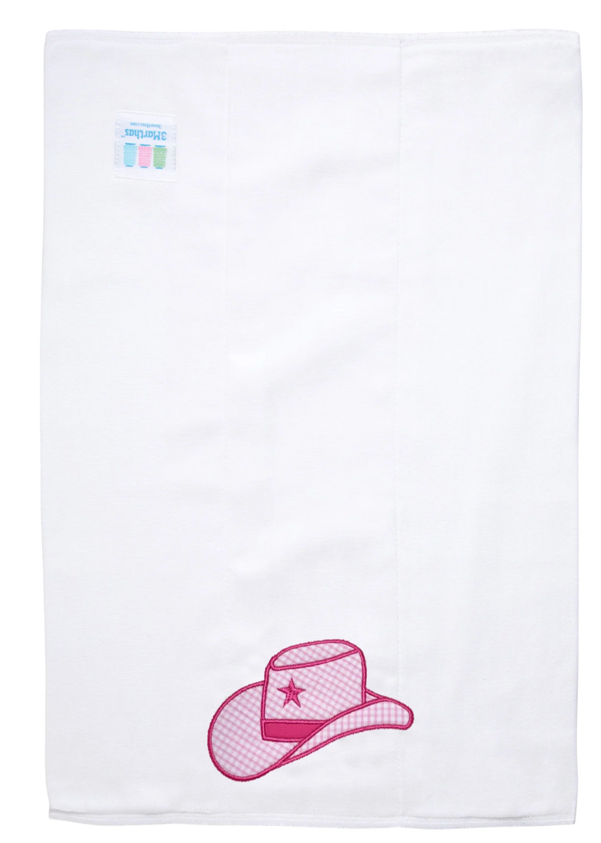 Cowgirl Hat Applique Burp, Pink