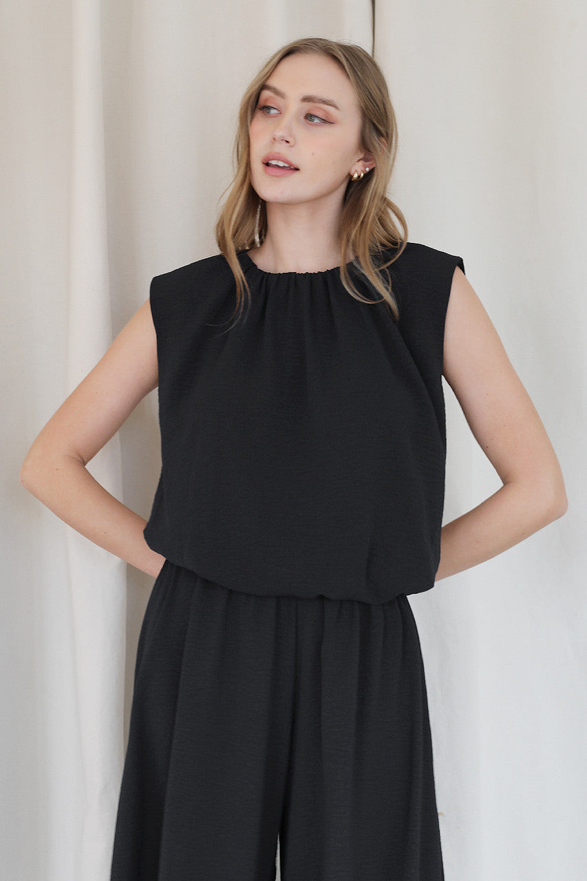 Matte Crepe Ruched Bubble Top