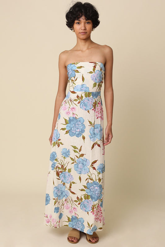 STRAPLESS FLORAL MAXI DRESS