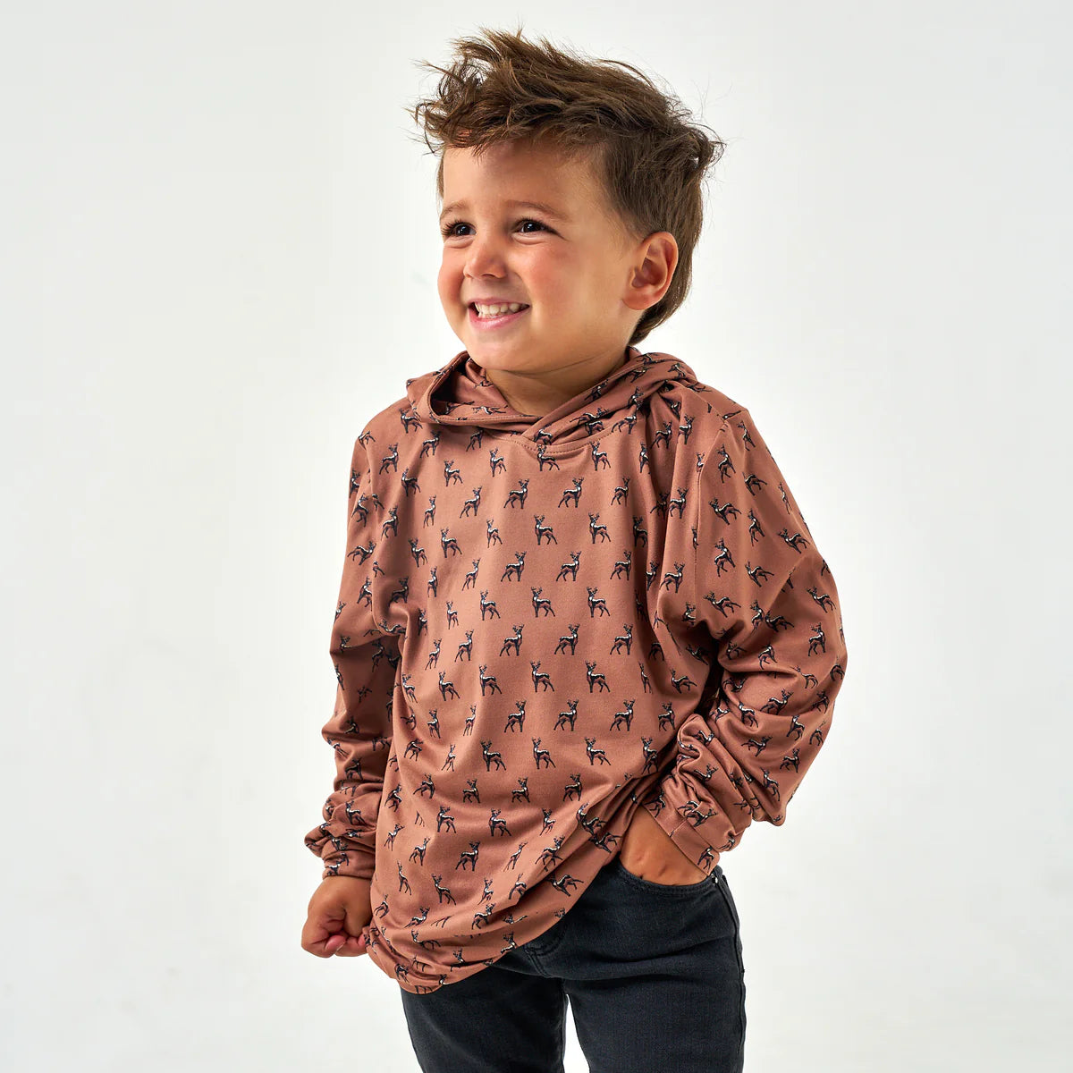 Youth - Performance Hoodie - Whitetail Deer - Brown 2T