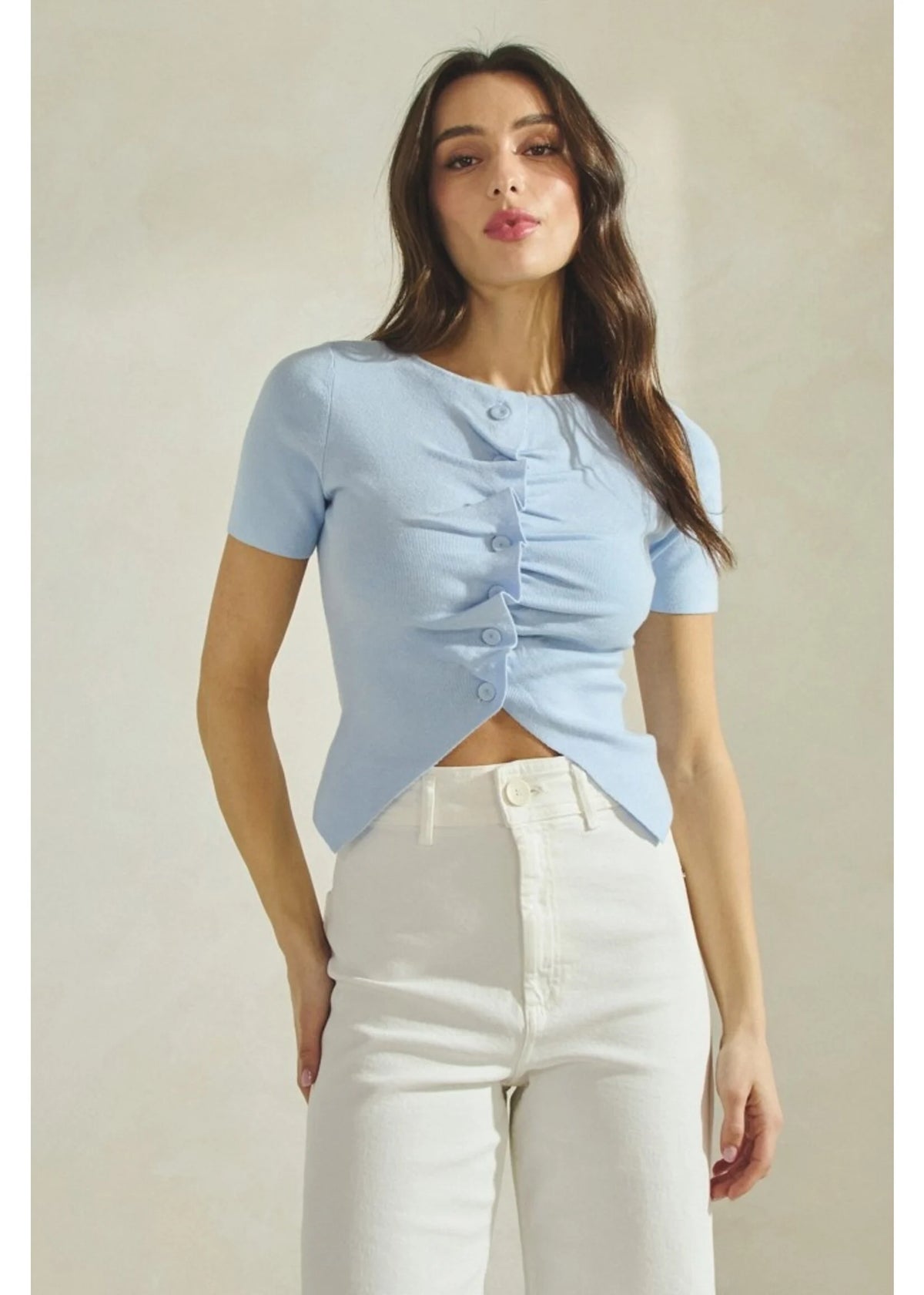 PLEATED SWEATER TOP