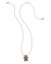 GINGERBREAD SHORT PENDANT NECKLACE SILVER BROWN GOLDSTONE