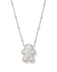 GINGERBREAD SHORT PENDANT NECKLACE SILVER BROWN GOLDSTONE