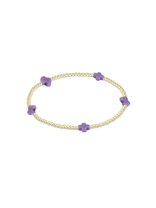 egirl Signature Cross Small 2mm Gold Bracelet - Purple