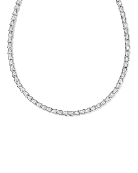 BELLA TENNIS NECKLACE SILVER WHITE CZ