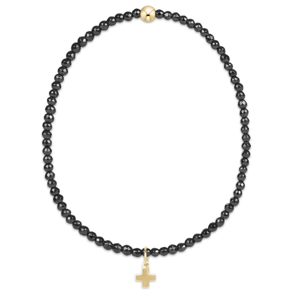 Faceted Hematite 2mm Bead Bracelet - Signature Cro