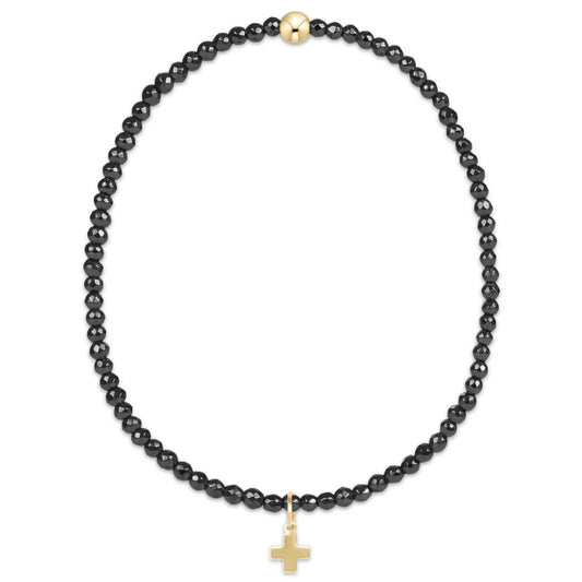 Faceted Hematite 2mm Bead Bracelet - Signature Cro