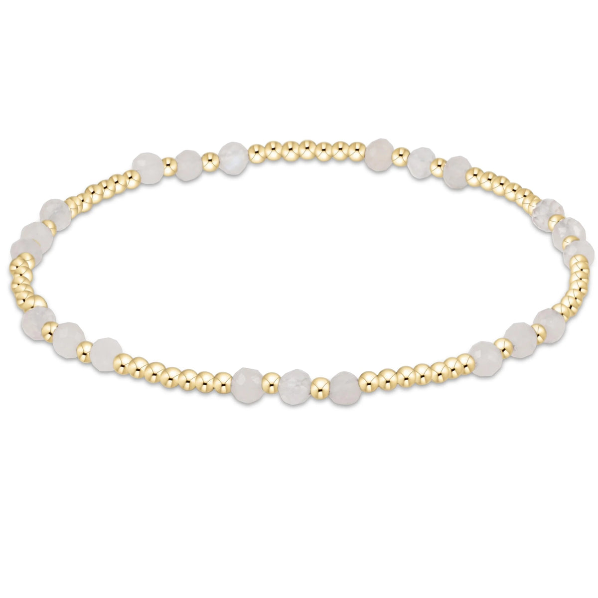 Gemstone Gold Joy Pattern 3mm Bead Bracelet - Moonstone