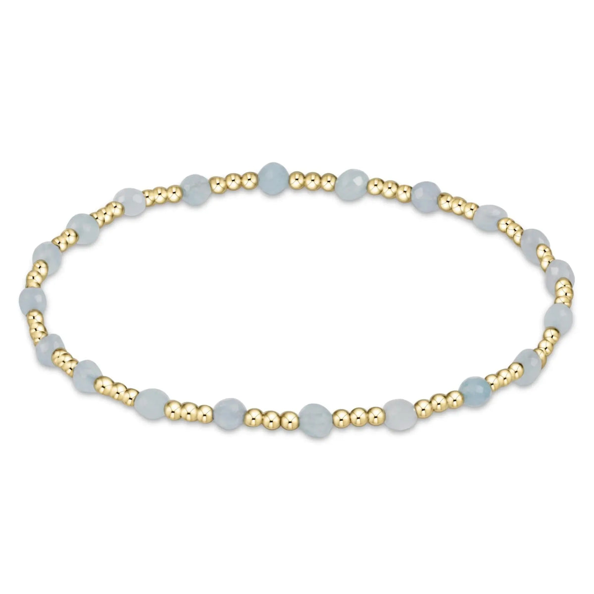 Gemstone Gold Sincerity Pattern 3mm Bead Bracelet - Aquamarine