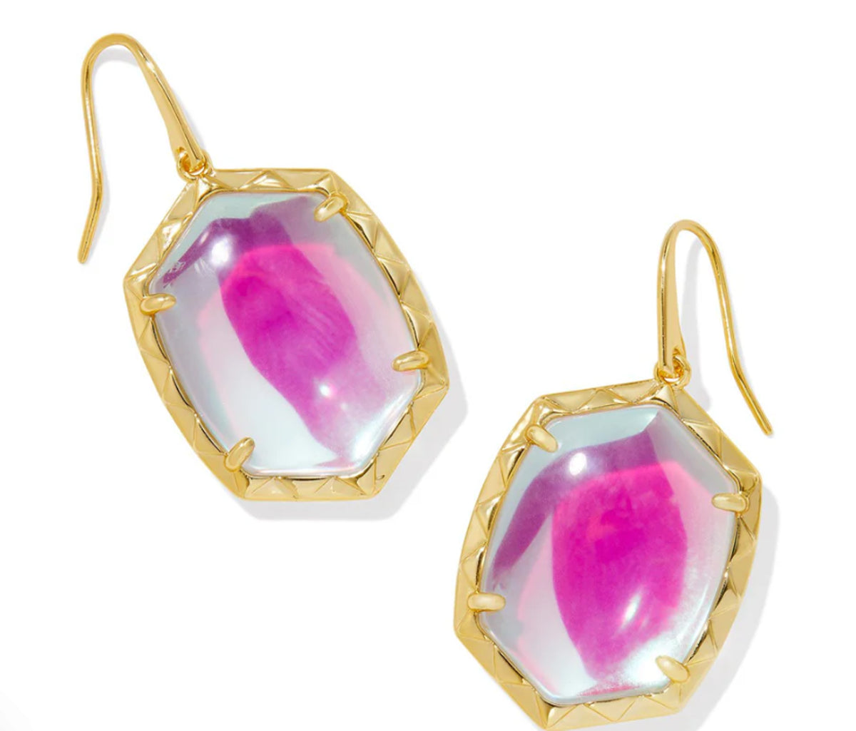 DAPHNE DROP EARRINGS GOLD DICHROIC GLASS