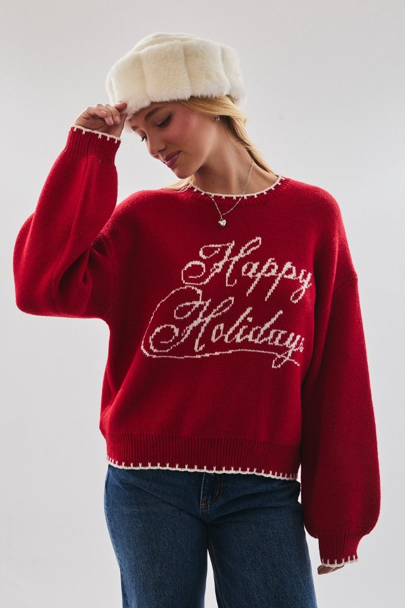 HAPPY HOLIDAYS GRAPHIC SWEATER