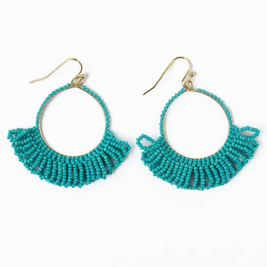Kendra fringe hoop sead bead earring turquoise