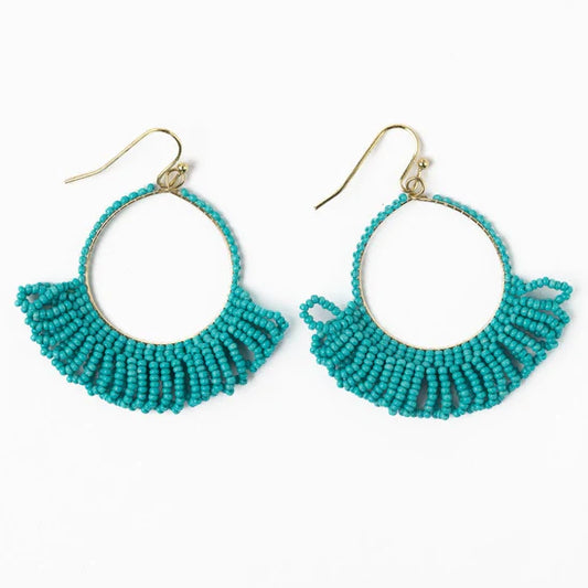 Kendra fringe hoop sead bead earring turquoise