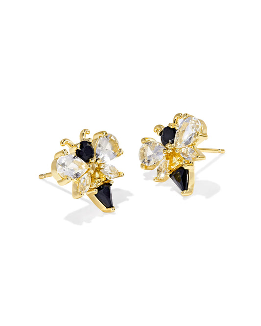 BEE STUD EARRINGS GOLD BLACK - YELLOW MIX