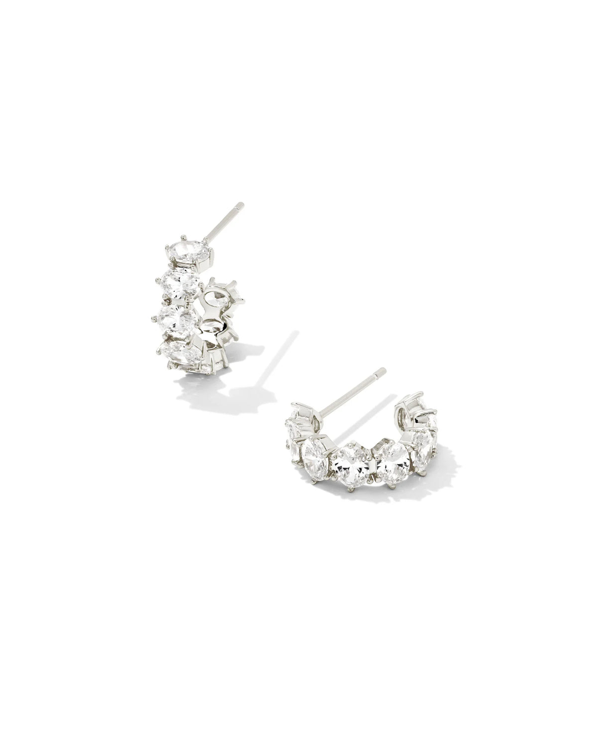 CAILIN SINGLE STONE HUGGIE EARRINGS GOLD WHITE CRYSTAL