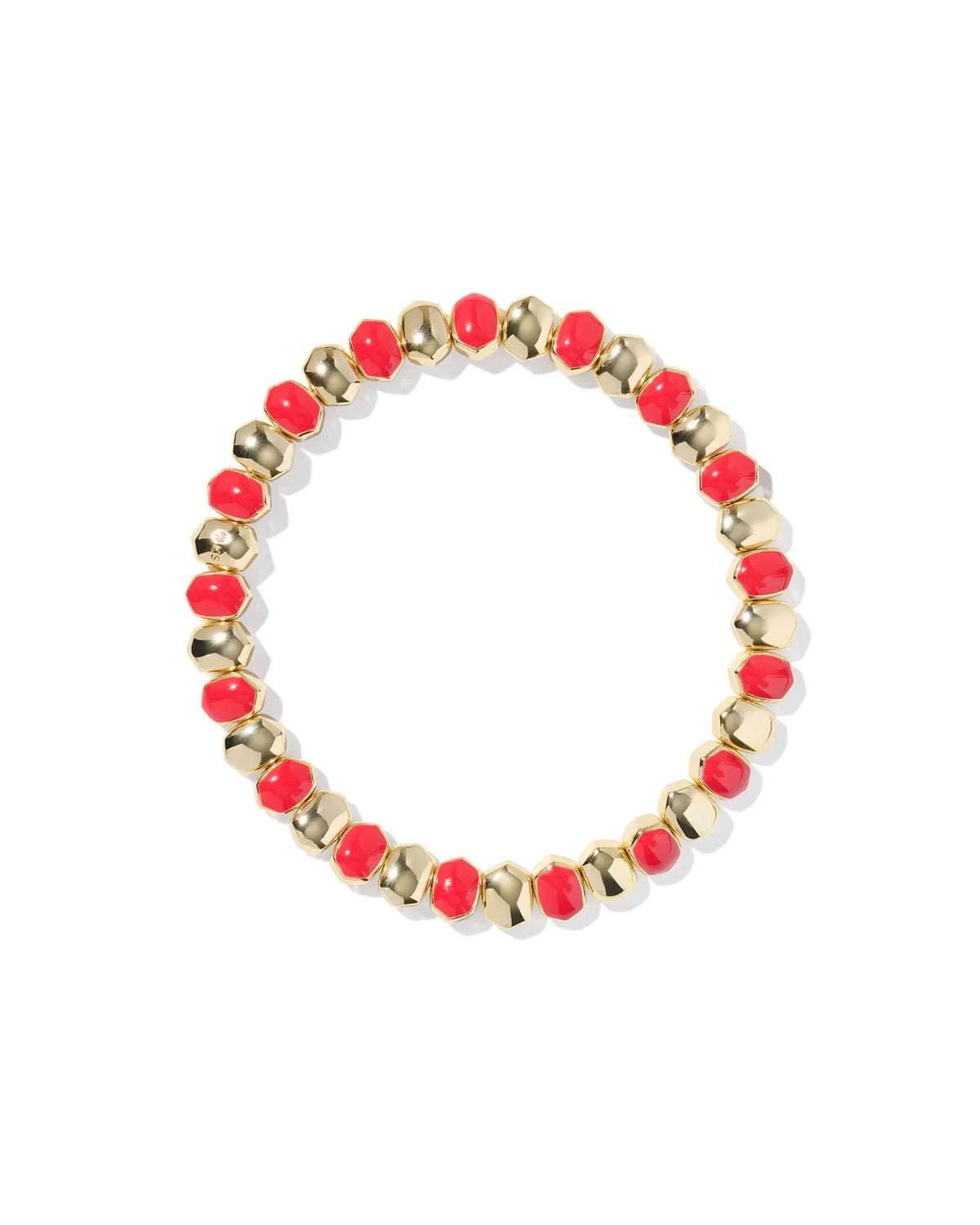 DAPHNE ENAMEL STRETCH BRACELET GOLD RED ENAMEL