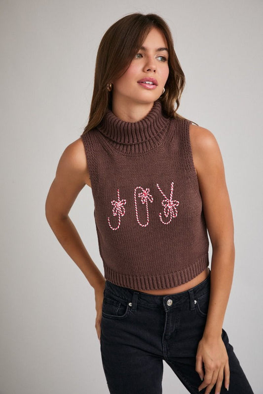 TURTLE NECK SLEEVELESS JOY SWEATER