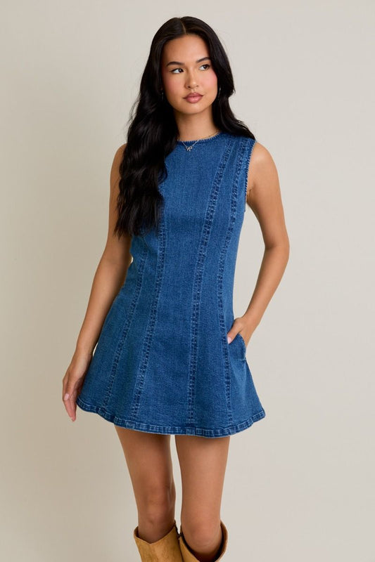 SLEEVELESS DEMIN DRESS