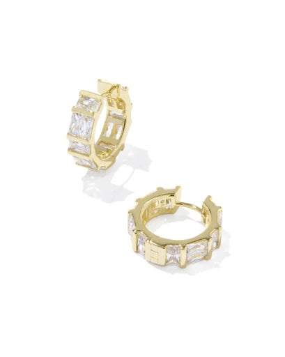 JAMIE HUGGIE EARRINGS GOLD WHITE CZ