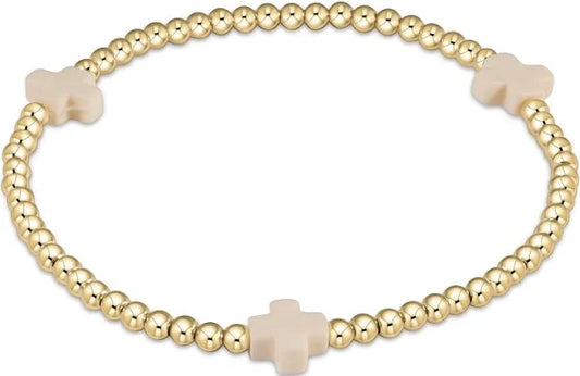 Signature Cross Off-White & Admire Gold 3mm Gold Bracelet