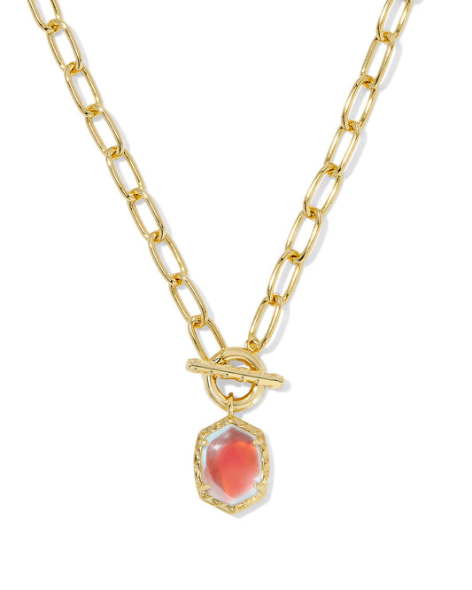 DAPHNE LINK AND CHAIN NECKLACE GOLD DICHROIC GLASS